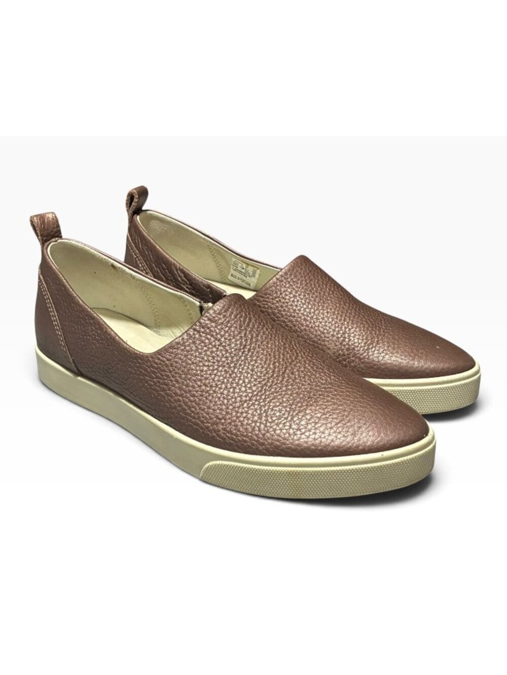 ECCO Brass Brown Leather Gillian Slip-On Almond Toe Low-Top Sneakers Size 7